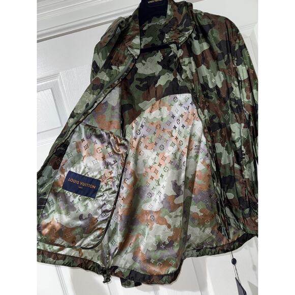 Louis Vuitton Virgil Abloh Monogram Camo Green Logo Anorak Windbreaker Jacket 48 - Picture 15 of 16